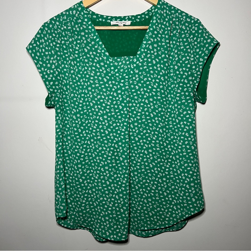 Green Cap Sleeve Relaxed Blouse